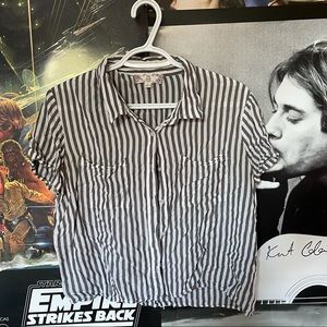 3/$30 Striped Button Up Crop Top